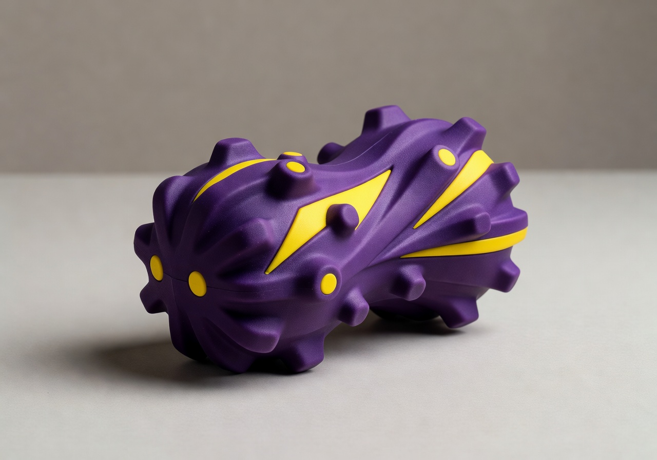 Zenoplenar Chew Pro durable rubber dog chew toy with modern purple design and yellow accents