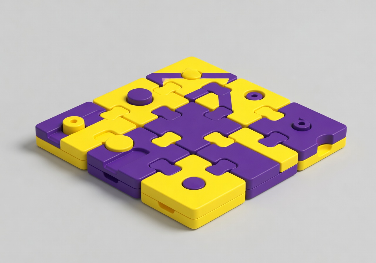 Zenoplenar Puzzle Toy modular interactive dog puzzle with yellow and purple color palette